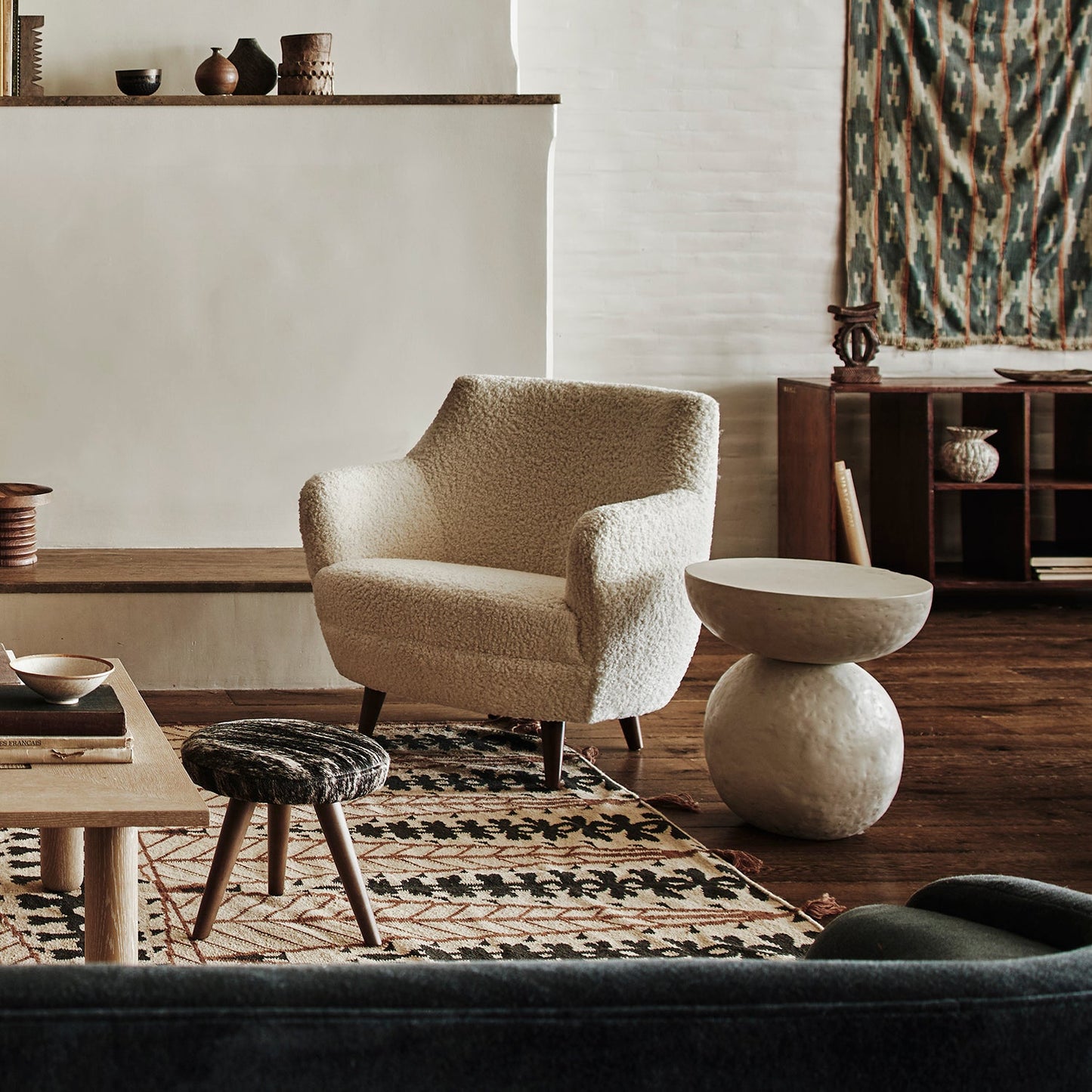 Charron Leather Ottoman - Brindle Grey HOH