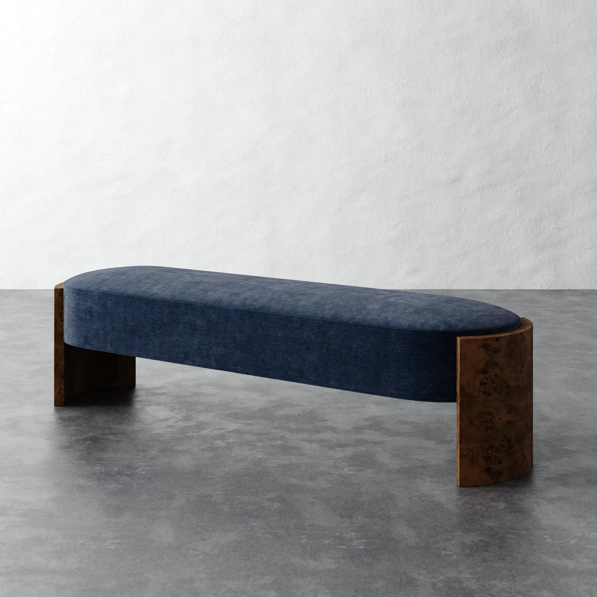 Benoit Upholstered Bench - Indigo Strie Velvet