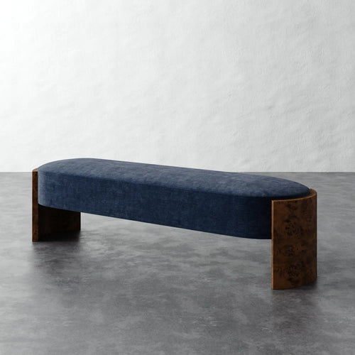 Benoit Upholstered Bench - Indigo Strie Velvet