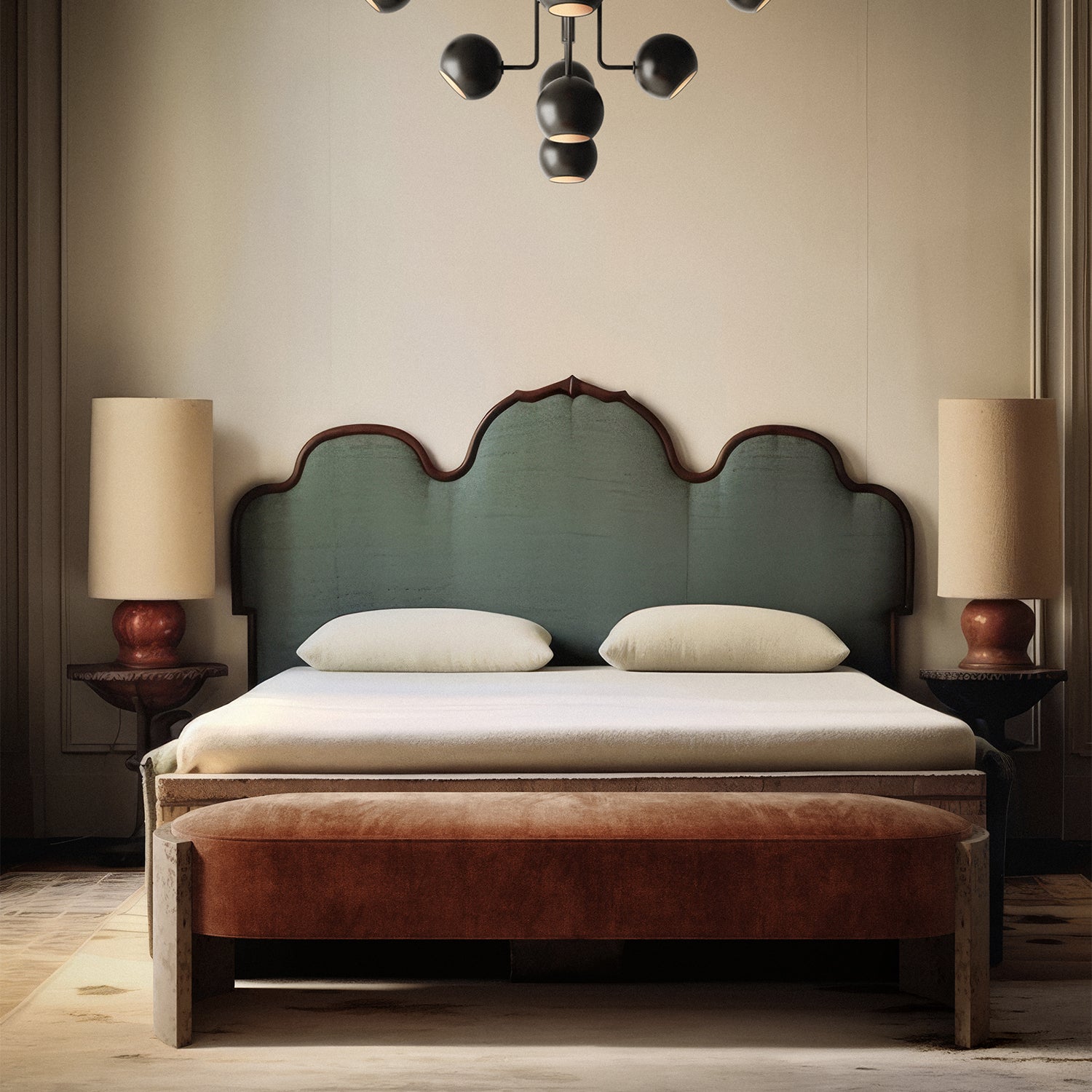 Benoit Bench in Cinnamon Faux Mohair