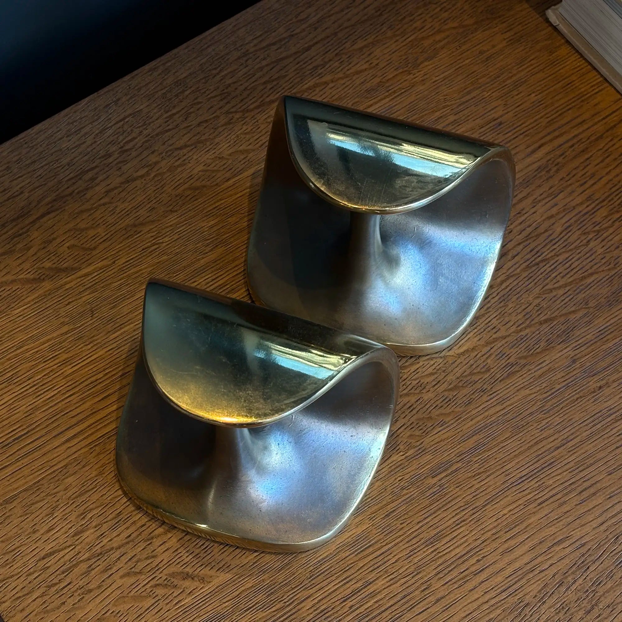 Ben Seibel Brass “Dumbbell” Bookends for Jenfred-Ware, c. 1950's