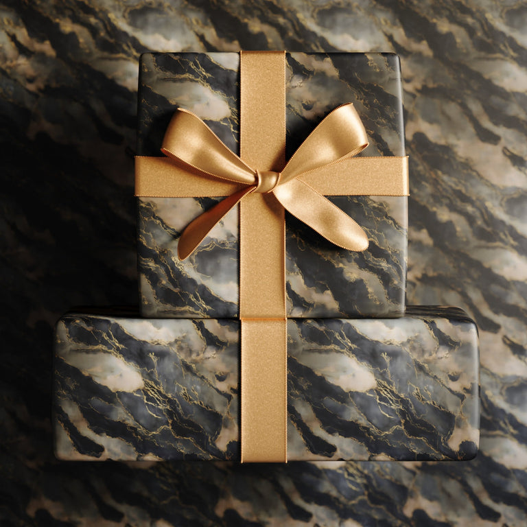 Lemieux et Cie Blue Lapis premium wrapping paper inspired by Florentine marble in deep blue and gold.