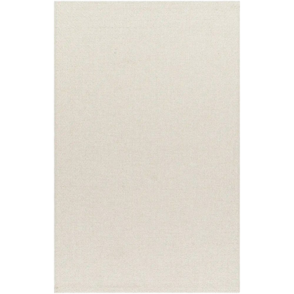 Lemieux et Cie Provence Outdoor Rug in ivory, rectangular woven rug with subtle textured surface, shown on white studio backdrop.