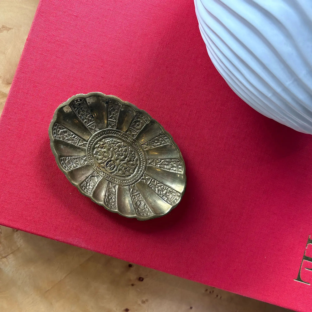 Vintage solid brass decorative ring dish