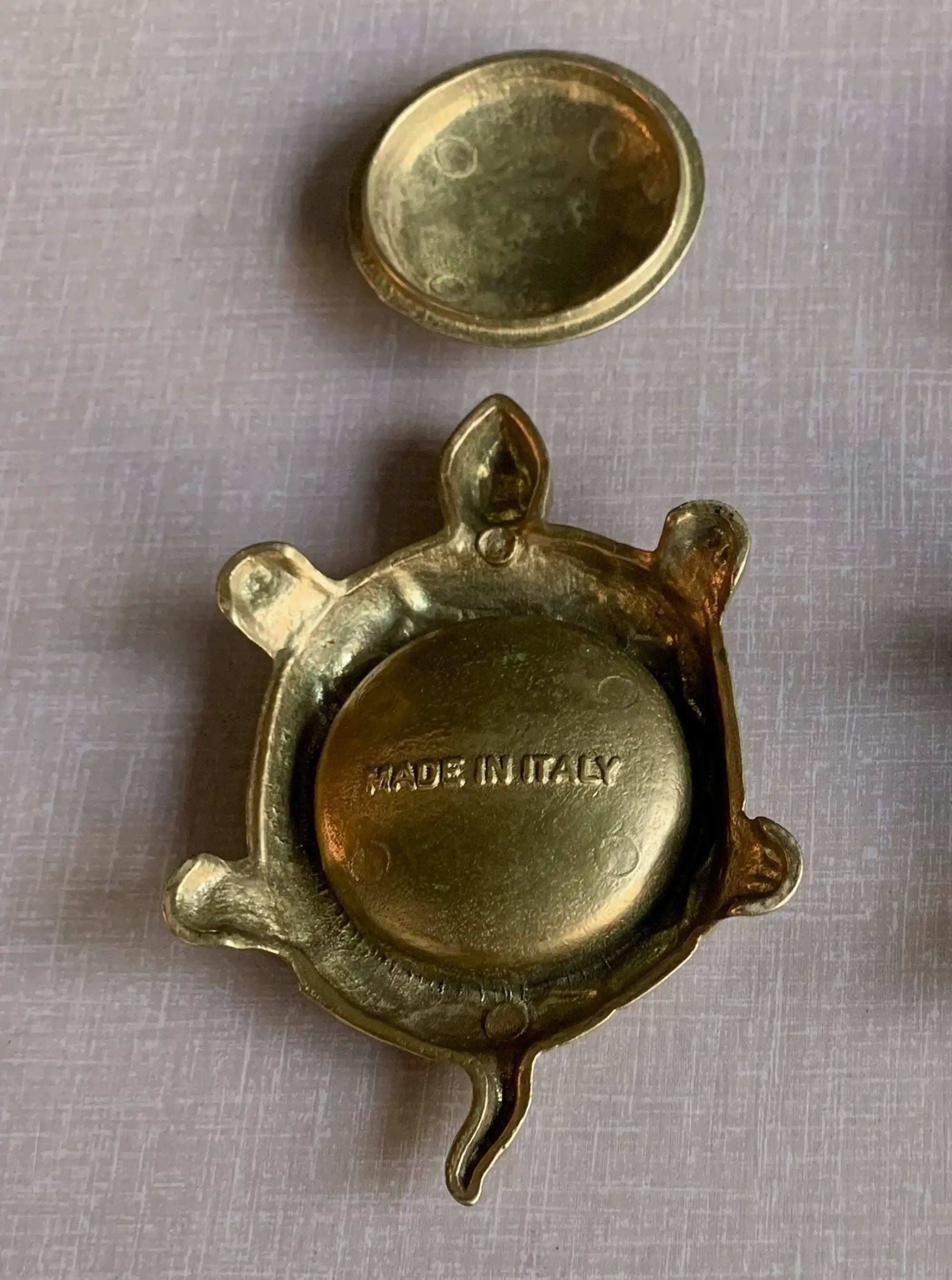 Set of 2 vintage Italian brass turtle dishes