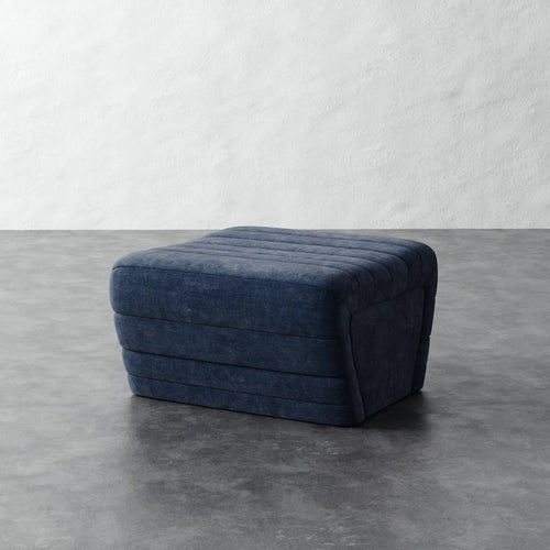 Brunoy Ottoman - Indigo Strie Velvet