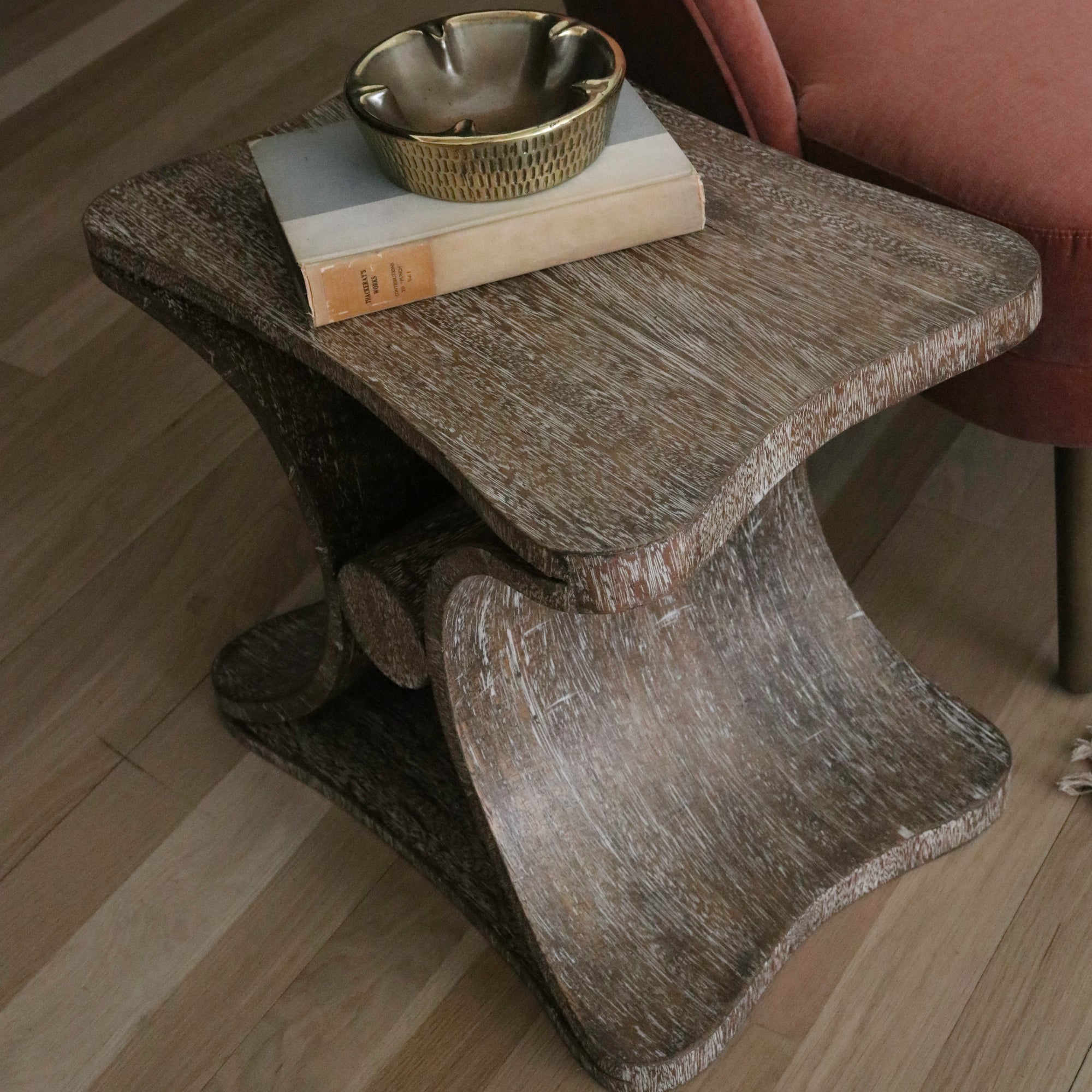 Striking Sculptural 1940's French End Tables With Cerused Oak in the Manner of Jean-Charles Moreux - 2 Available