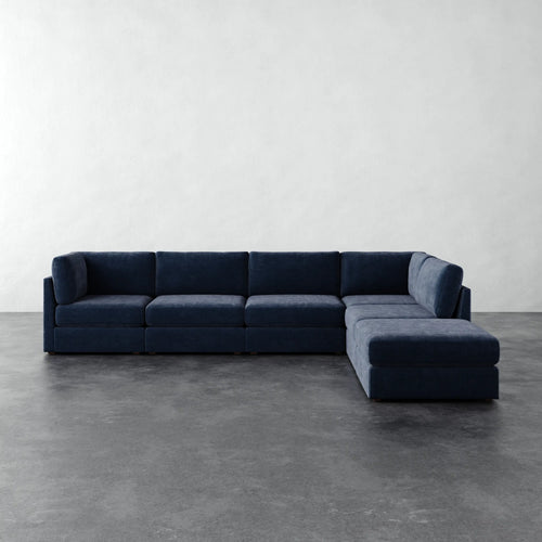 Chanaux 6pc Sectional - Indigo Strie Velvet