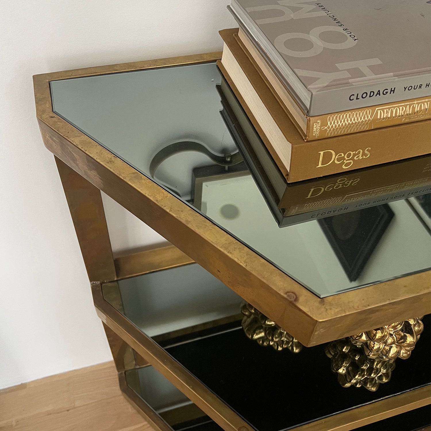 Three-Tier Italian Brass and Glass Console, c. 1970
