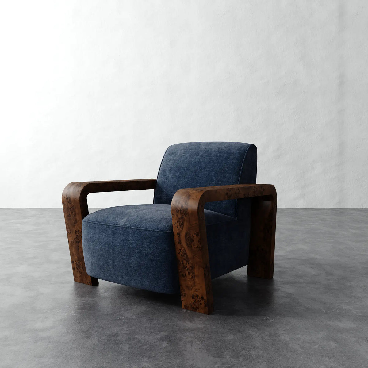 Dumas Custom Upholstered Chair - Indigo Strie Velvet