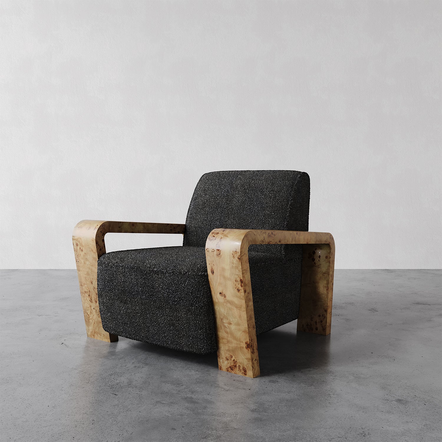 Dumas Lounge Chair (Charcoal Bouclé) at 14 Crosby