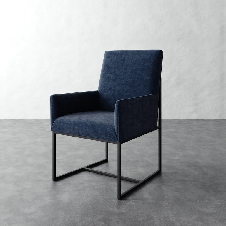 Dupont Dining Arm Chair - Indigo Strie Velvet