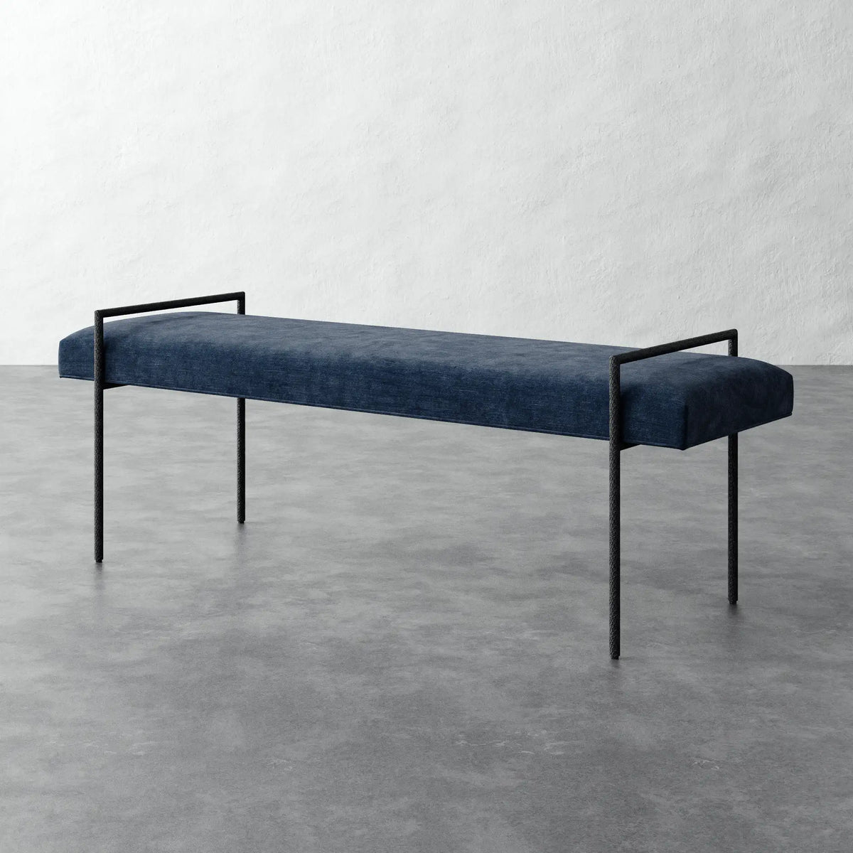 Imane 60in Bench Ottoman - Indigo Strie Velvet