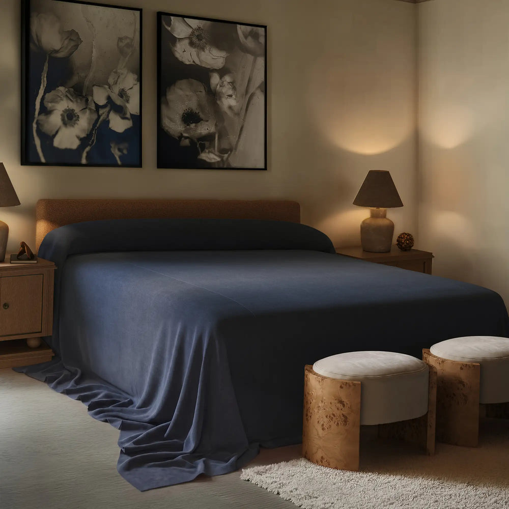Heavy Linen Coverlet, Indigo