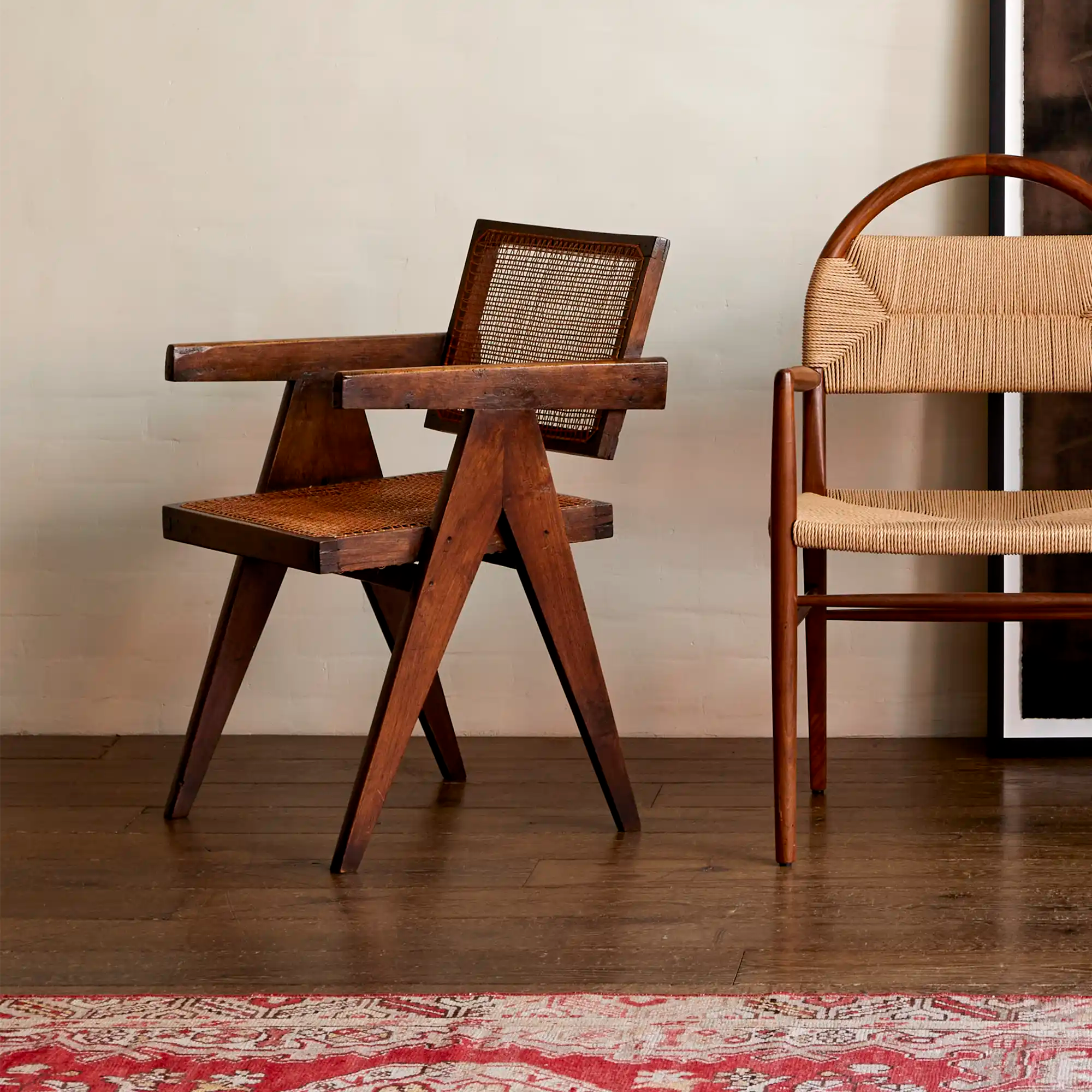 Pierre Jeanneret Office Cane Chairs (ca 1954)