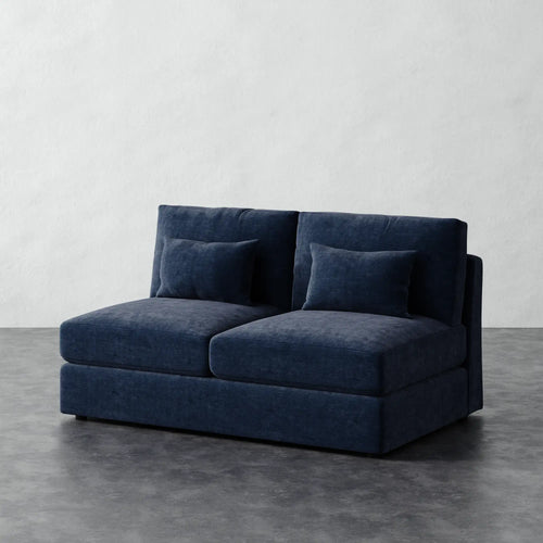 Lacroix Armless Loveseat - Indigo Strie Velvet
