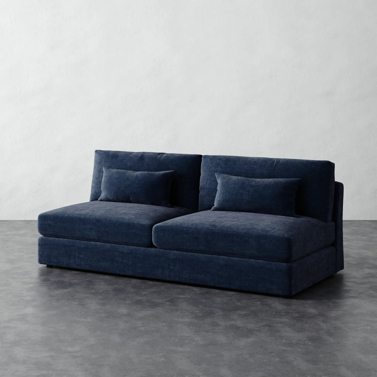 Lacroix Armless Sofa - Indigo Strie Velvet