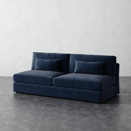 Lacroix Armless Sofa - Indigo Strie Velvet