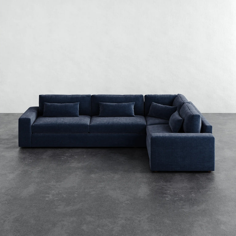 Lacroix Right Arm Sectional - Indigo Strie Velvet