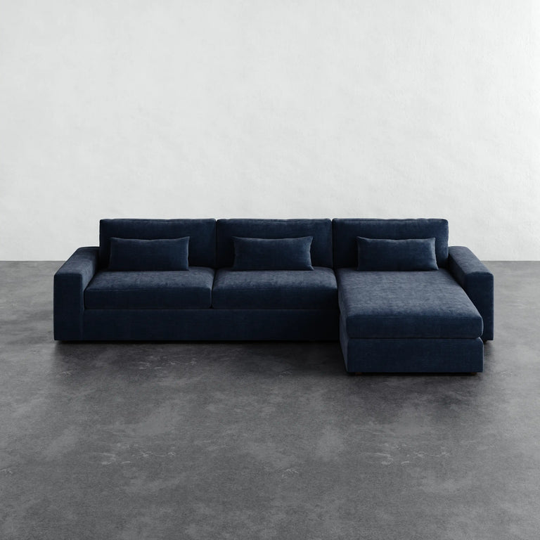 Lacroix Right Chaise & A Half Sectional - Indigo Strie Velvet