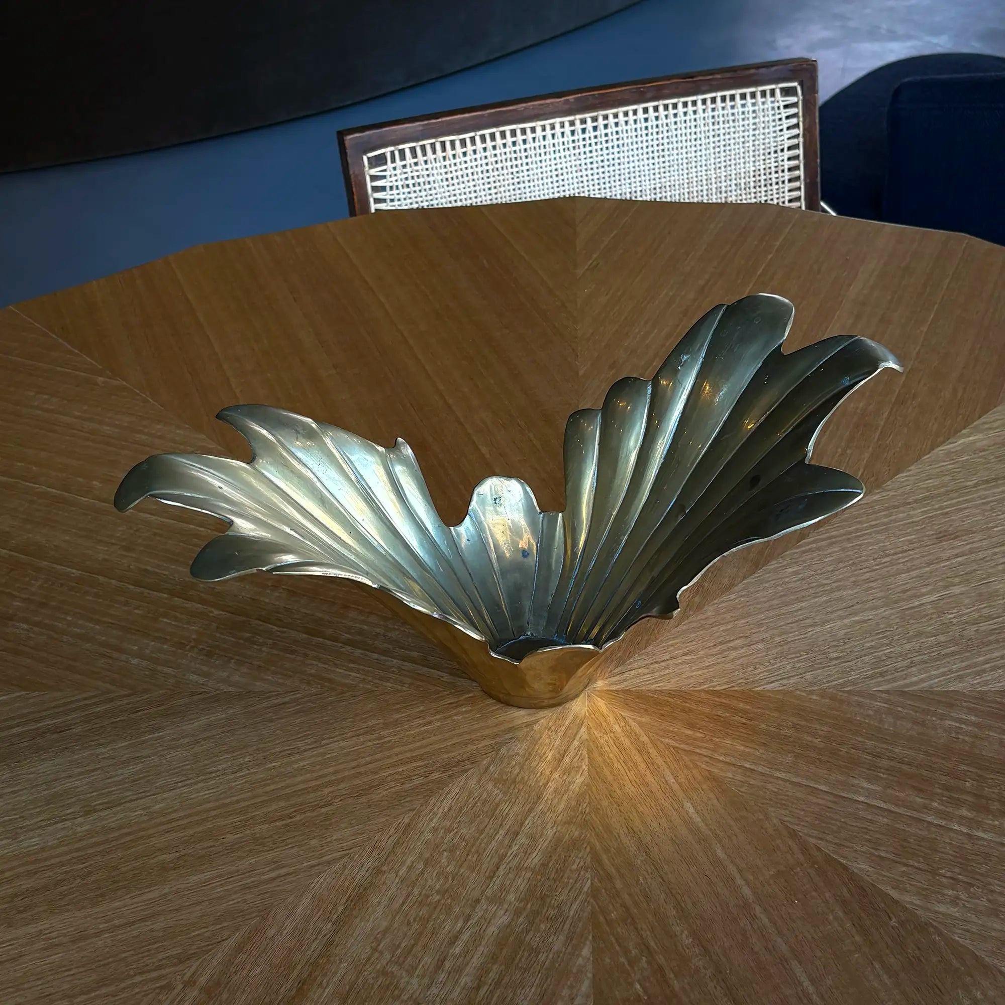 Art Deco Vintage Solid Brass Sculptural Centerpiece Bowl Planter