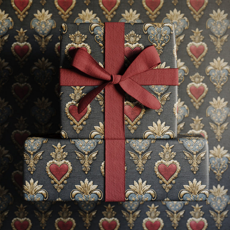 Lemieux et Cie Love Embroidery valentine's day gift wrapping paper Inspired by historic French embroidery once produced for royal courts and couture houses