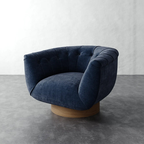 Lune Swivel Chair - Indigo Strie Velvet