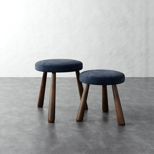 Madeleine Stool - Indigo Strie Velvet