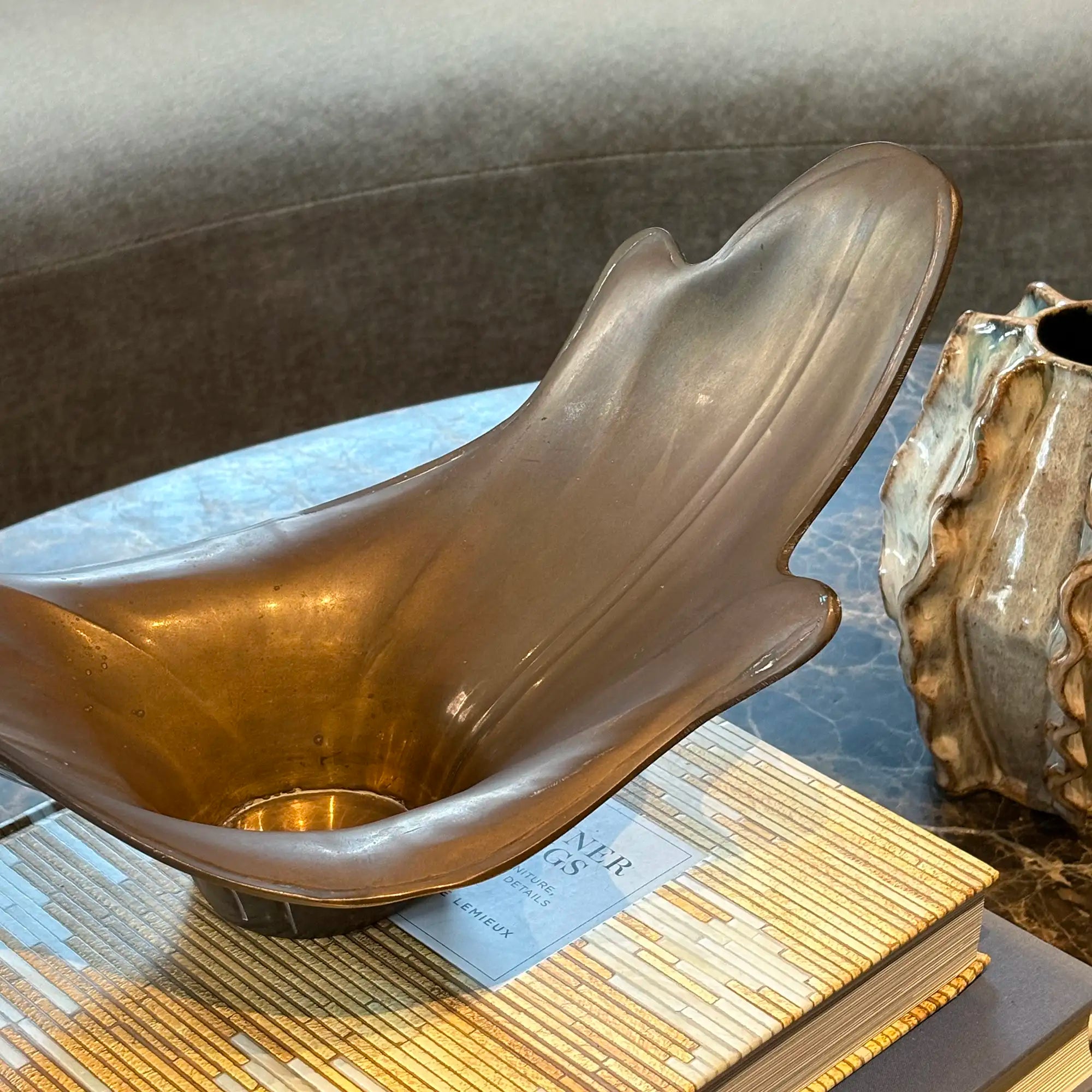 Vintage MCM Sculptural Brass Splash Bowl / Ikebana Vase