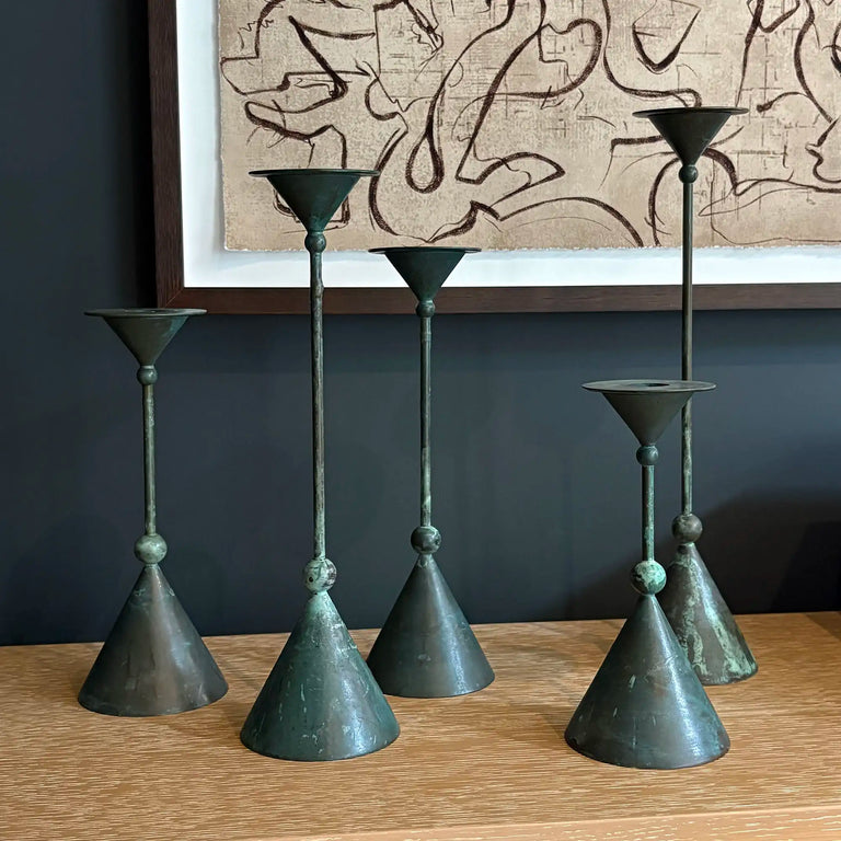 Christian de Beaumont Bronze Candlesticks, Set of 5 | France, 1980s