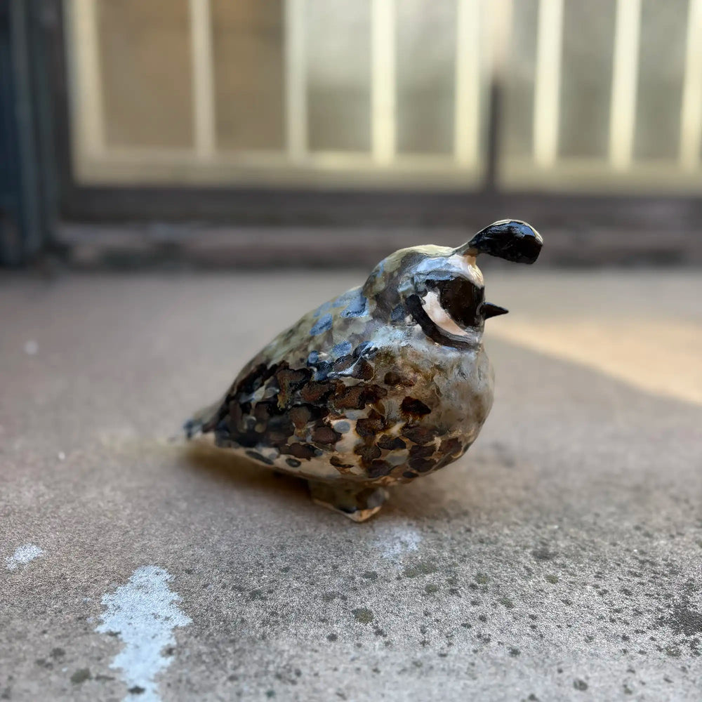 Artist-made figural Quail Sculpture