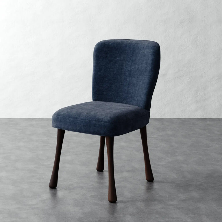 Rosette Side Chair - Indigo Strie Velvet