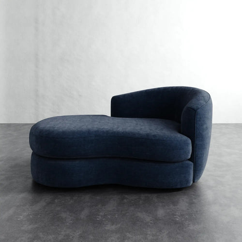 Rulmann Right Arm Chaise - Indigo Strie Velvet