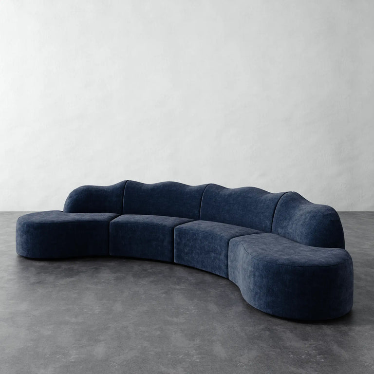 Serpentine Sectional - Indigo Strie Velvet