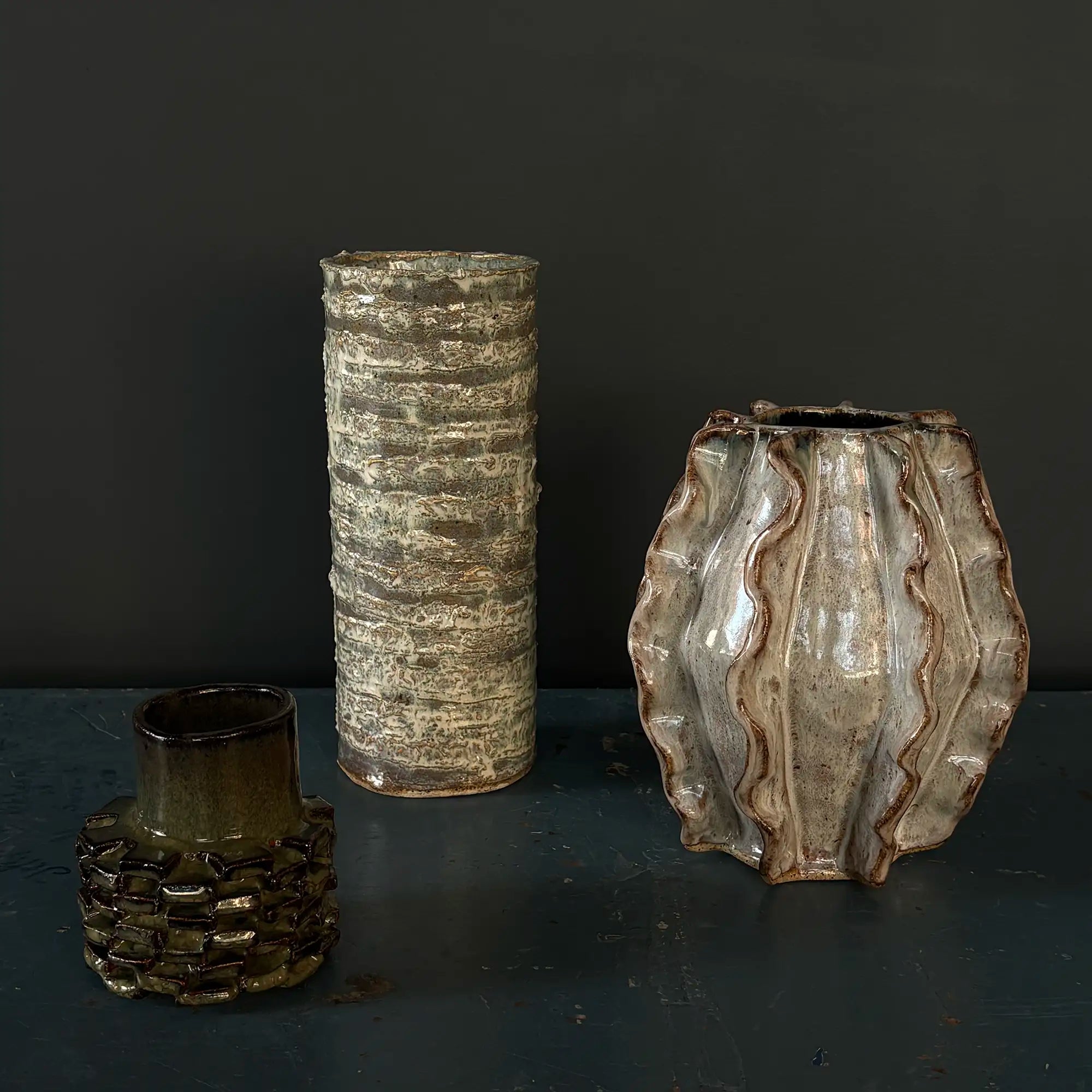 Handmade Tall Cylindrical Vase in Reactive Glaze