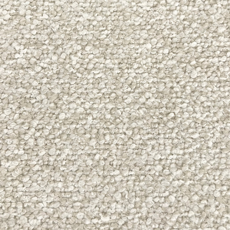 Lemieux et Cie Vista Vanilla Bouclé swatch in warm ivory with textured looped surface, close-up detail shown on white studio backdrop.