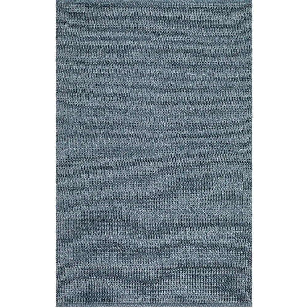 Lemieux et Cie Cordage Hand Woven Outdoor Rug in blue-gray, textured flat-weave rug with subtle diagonal pattern, shown on white studio backdrop.
