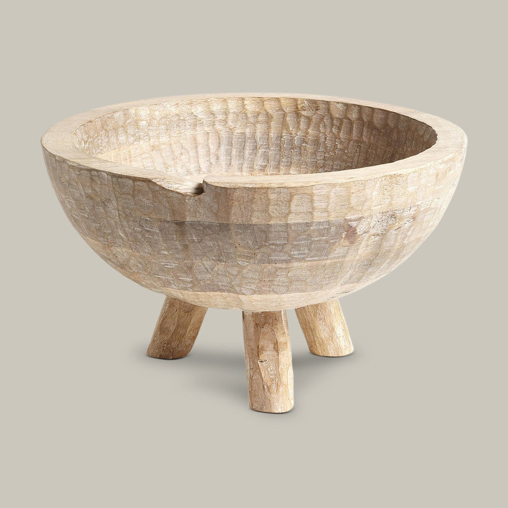 Lemieux et Cie Audier Bowl, hand-carved footed bowl with organic grain and turned legs, shown on neutral studio backdrop.