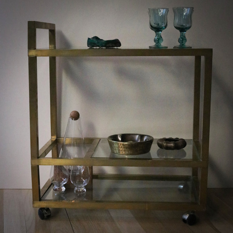 Golden Era Cocktail Culture Vintage Brass Bar Cart