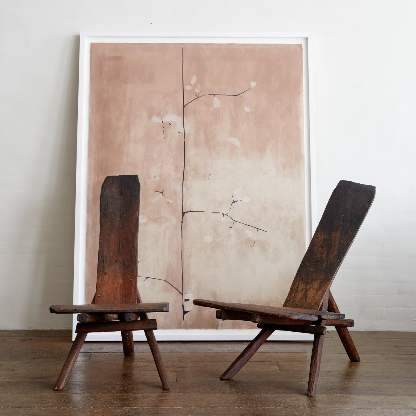 Late 19th Century Rustic Handcarved Gazing Chairs - Embrace the Wabi-Sabi Aesthetic