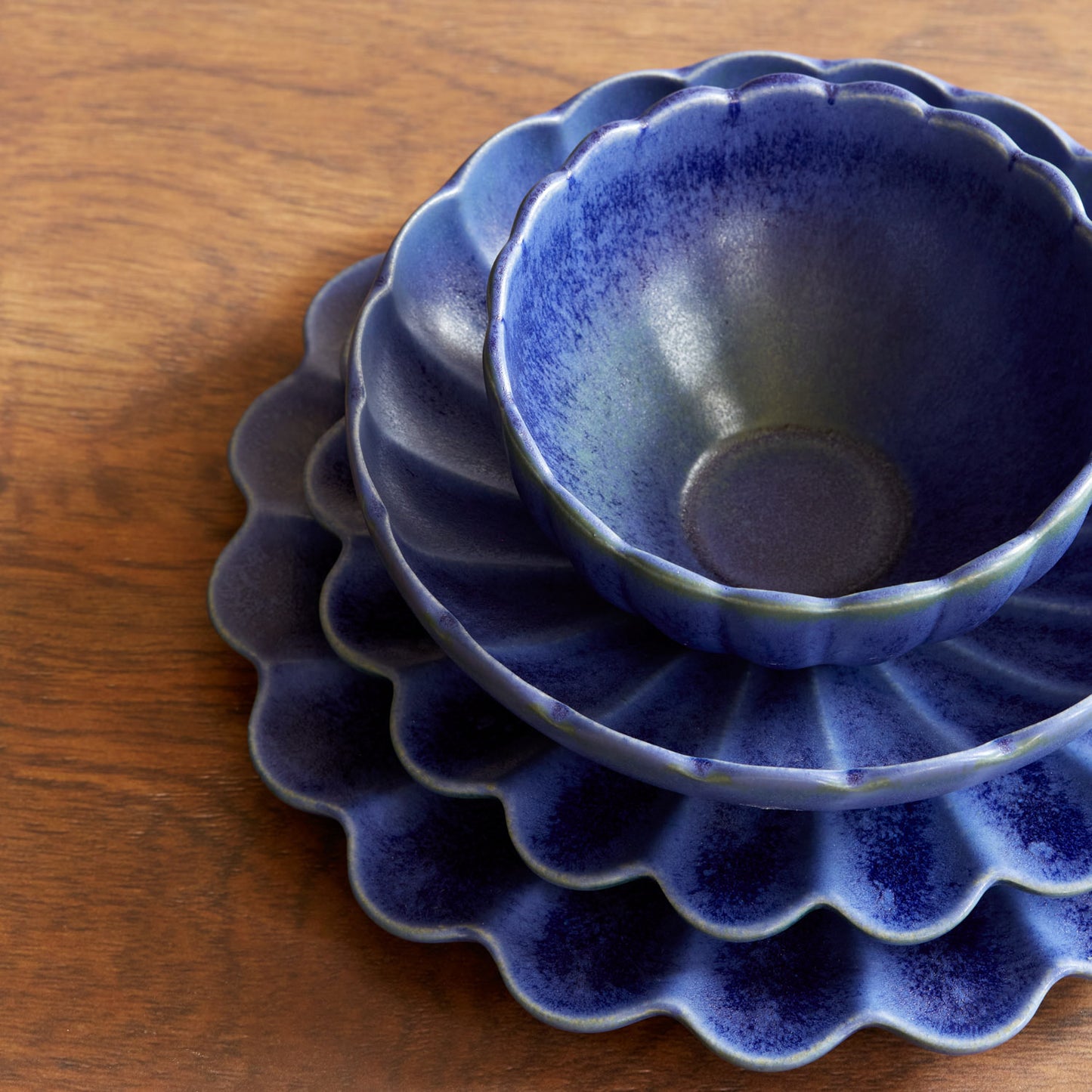 Dhalia Stoneware Bowl, Set of 4 (Blue) - Preorder