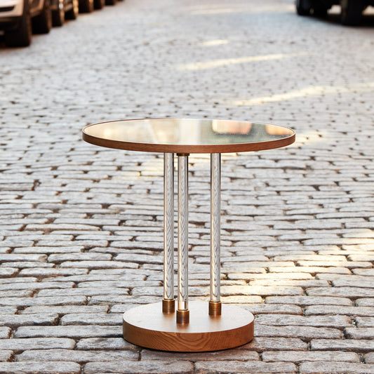 Jacques Adnet Attributed Glass & Mirror Side Table