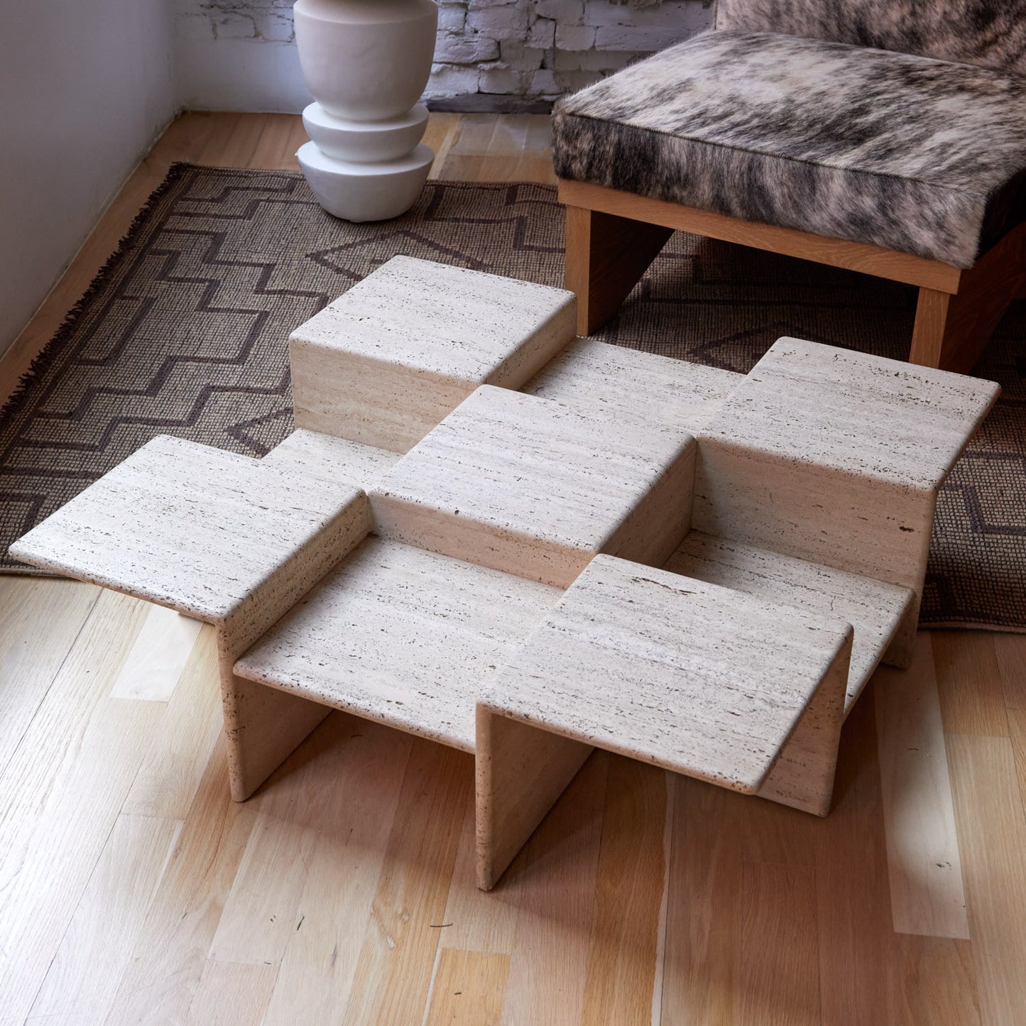 Multi Level Travertine Coffee Table