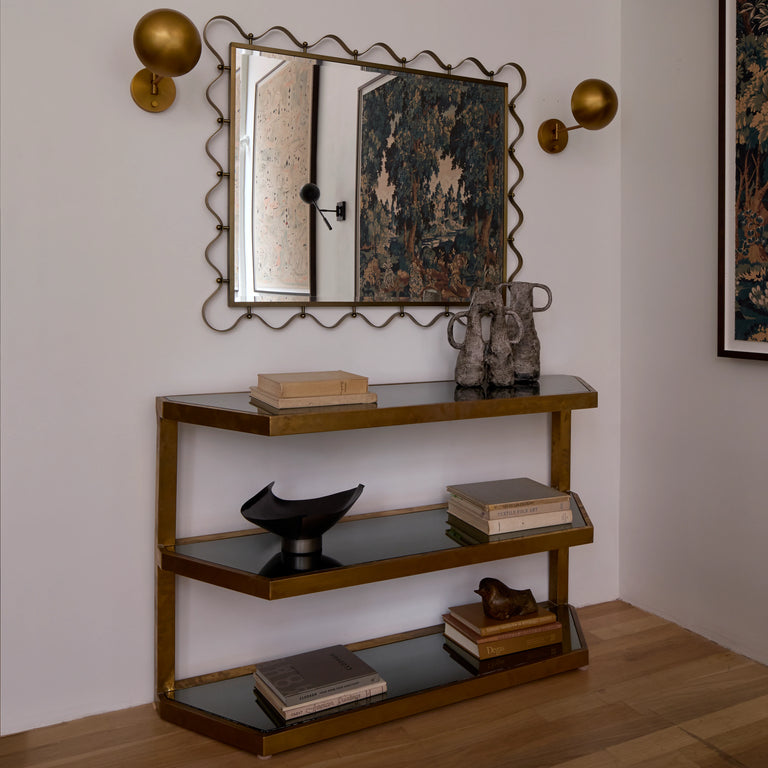 Three-Tier Romeo Rega Brass and Glass Console, c. 1970
