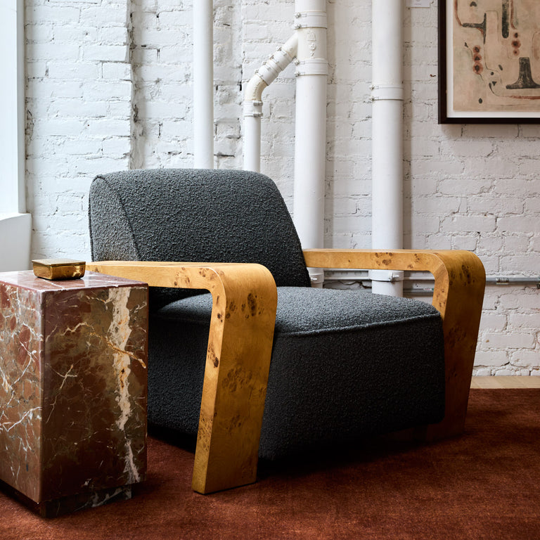 Dumas Lounge Chair (Charcoal Bouclé) at 14 Crosby