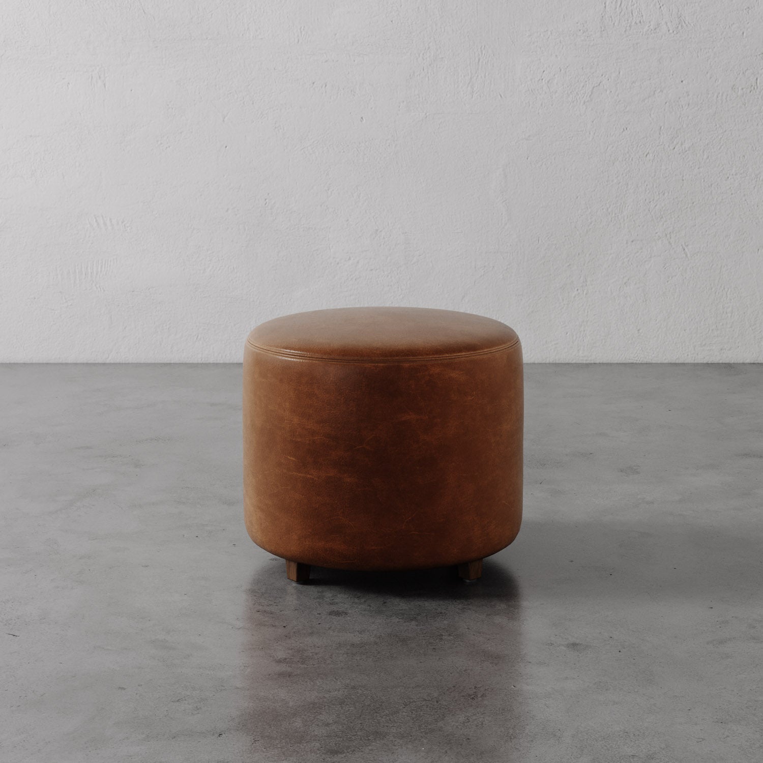tobacco leather ottoman Handmade Round Moroccan pouf MCP1TB Without / 20"x20"x12" / 50x50x30cm Vertical channel tufting across the sides creates added dimension to the piece Dallas 33" Top Grain Leather