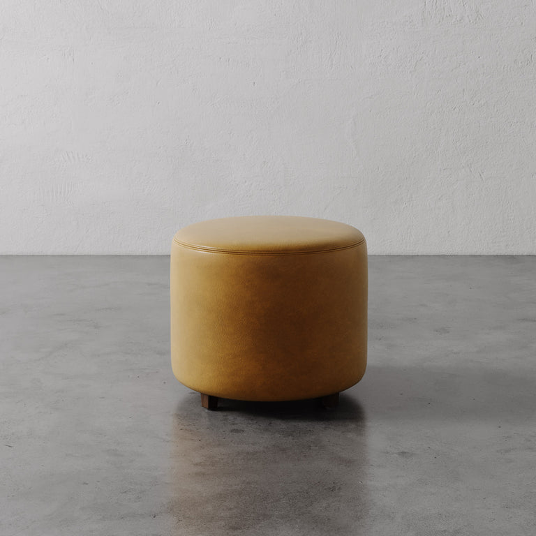 Fabien Leather Round Ottoman - 22