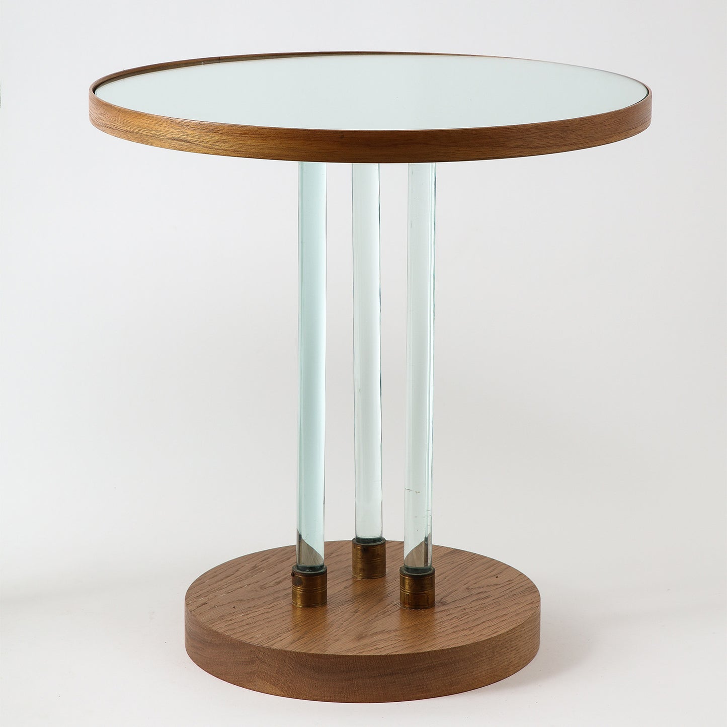 Jacques Adnet Attributed Glass & Mirror Side Table