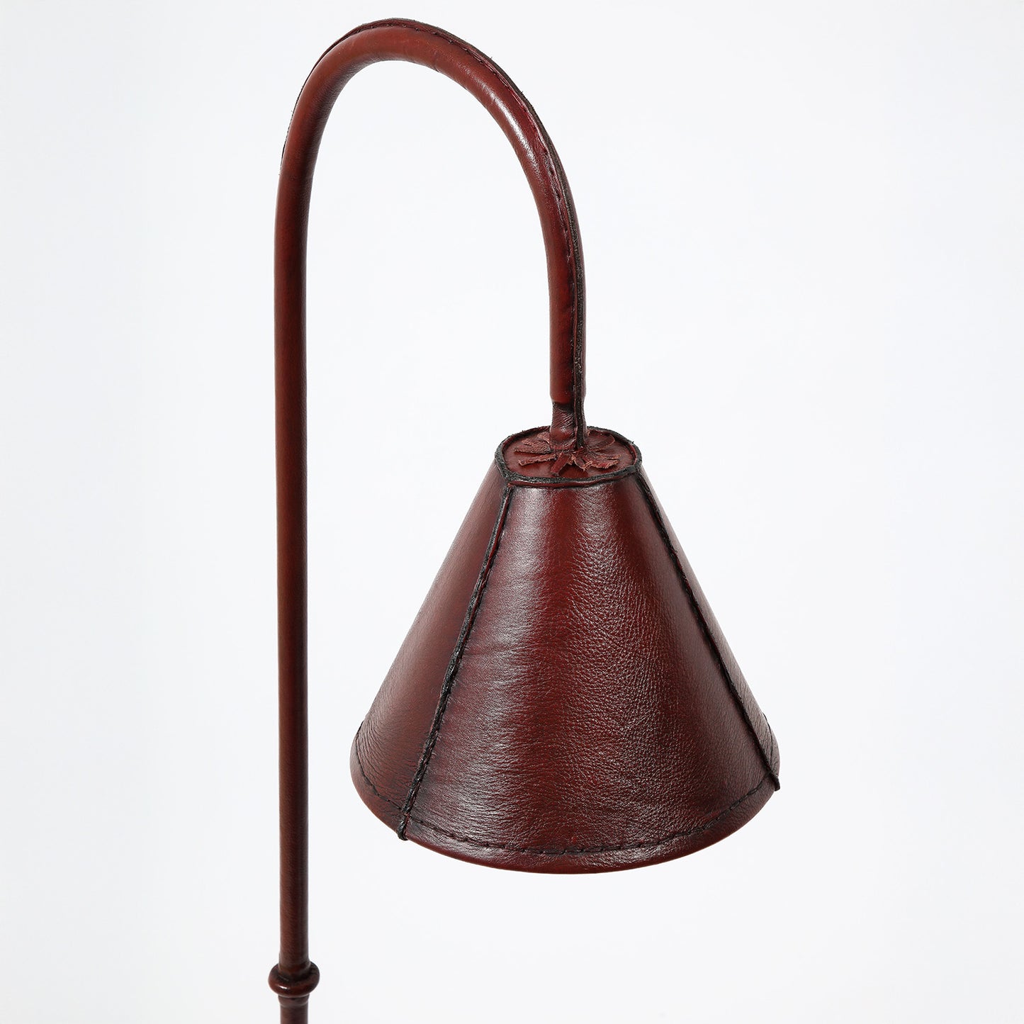 Leather Cone Reading Lamp Attributed to Jacques Adnet