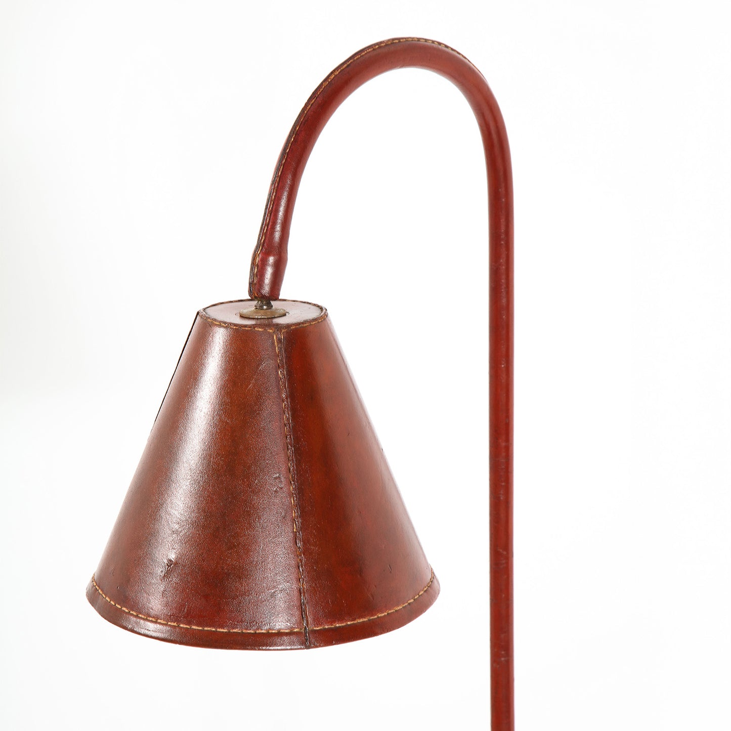 Leather Cone Reading Lamp Attributed to Jacques Adnet